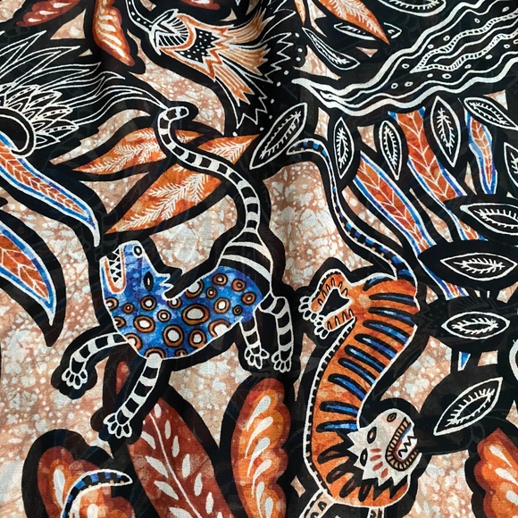 H&M Tribal Print Blouse Eccentric Top Size 4 Sleeveless Tiger Leopard Boho - Picture 5 of 6